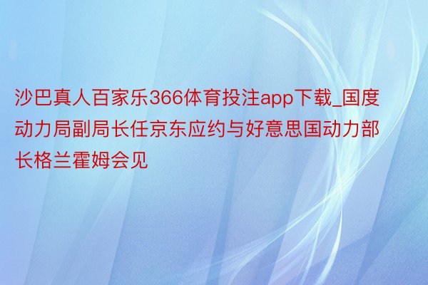 沙巴真人百家乐366体育投注app下载_国度动力局副局长任京东应约与好意思国动力部长格兰霍姆会见