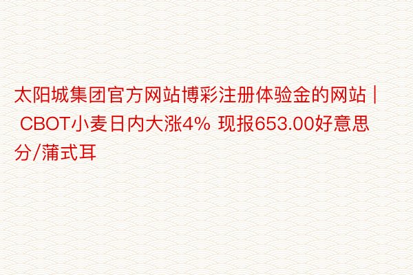 太阳城集团官方网站博彩注册体验金的网站 | CBOT小麦日内大涨4% 现报653.00好意思分/蒲式耳