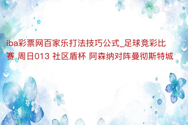 iba彩票网百家乐打法技巧公式_足球竞彩比赛 周日013 社区盾杯 阿森纳对阵曼彻斯特城