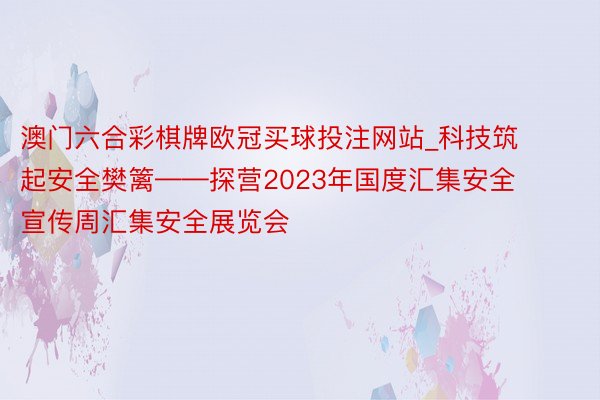 澳门六合彩棋牌欧冠买球投注网站_科技筑起安全樊篱——探营2023年国度汇集安全宣传周汇集安全展览会