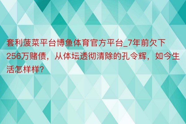 套利菠菜平台博鱼体育官方平台_7年前欠下256万赌债，从体坛透彻清除的孔令辉，如今生活怎样样？