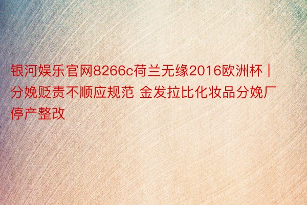 银河娱乐官网8266c荷兰无缘2016欧洲杯 | 分娩贬责不顺应规范 金发拉比化